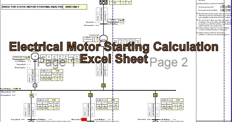 Motor Starting Calculation Spreadsheet