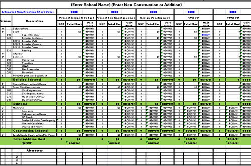 CONSTRUCTION COST ESTIMATING EXCEL SHEET