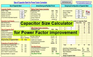 Capacitor Size Calculator for Power Factor improvement (XLS)